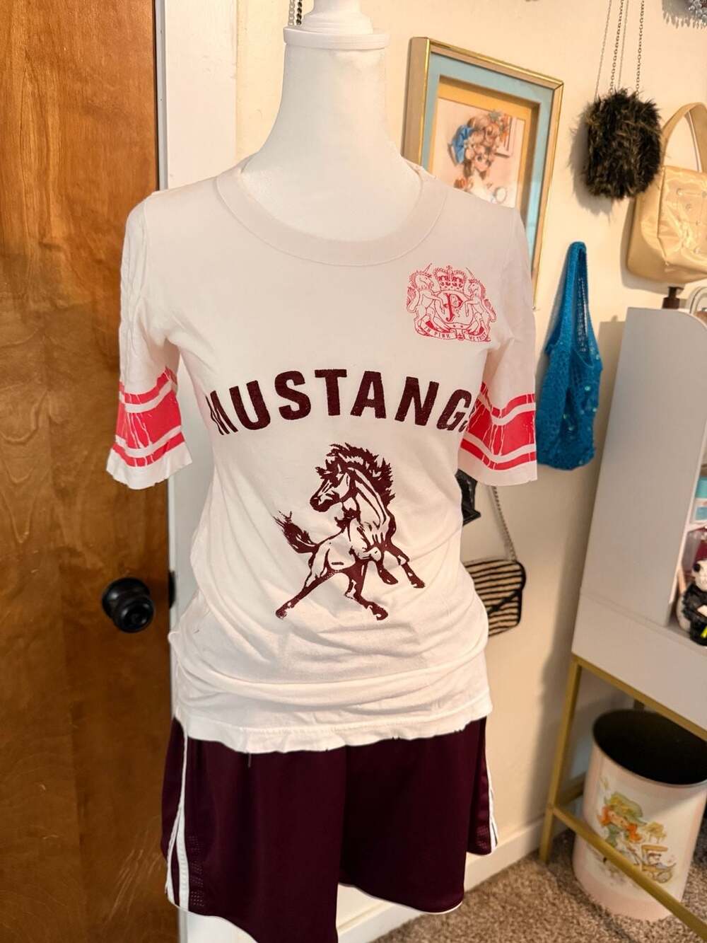 Vintage 2007 Victoria's Secret PINK Mustang Graphic Football Jersey T-Shirt